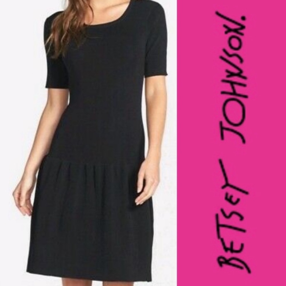 Betsey Johnson Black Knit Dress with Drop Waist M